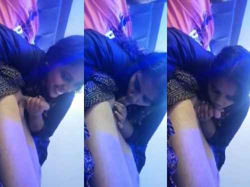 Telugu girl gives blowjob while watching TV in hotel room