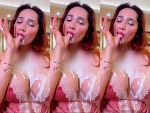 Aditi Mistry Teasing with Deep Cleavage and Pouring Ice Cream in body Live App Content