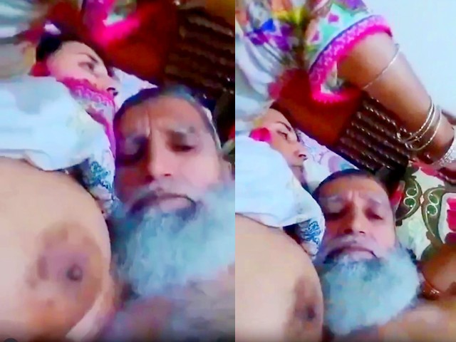 Old man playing with big boobs of daughter in law