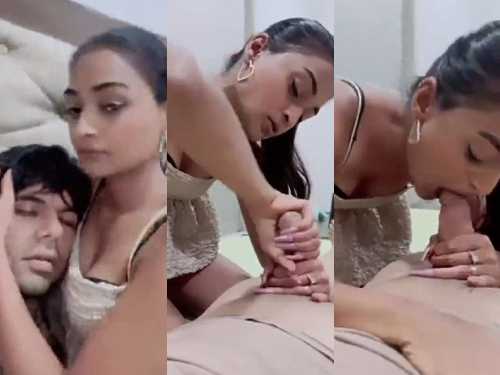 Indian gf gives a handjob and blowjob