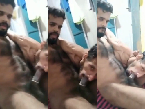 Desi Boy cock sucking sex, with condom in dick